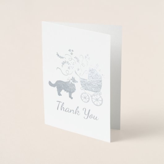 コリ縁どー犬赤ちゃんシャワーパピーグレー 箔カード (正面)