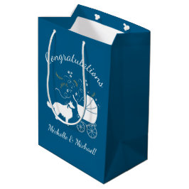 コリ縁どー犬赤ちゃんシャワーパピーブルーボーイ ミディアムペーパーバッグ