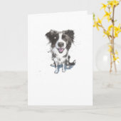 コリ縁どー、おもしろい犬イラストレーション誕生日 カード (黄色い花)