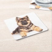 コリ縁どー·ドイツ·シェパード·ミックス スクエアペーパーコースター (アングル)