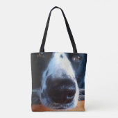 コリ縁どー·ヒーラー·ミックス·ドッグが鼻写真を撮る トートバッグ (裏面)