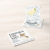 コリ赤と白ギ結婚ドッグ スクエアペーパーコースター (インサイチュ)