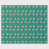 コルおもしろいギの子犬がグリーンラッピング紙 ラッピングペーパー (フラット)