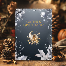 コルエレガントナコピア&シルバーとグレー感謝祭 招待状