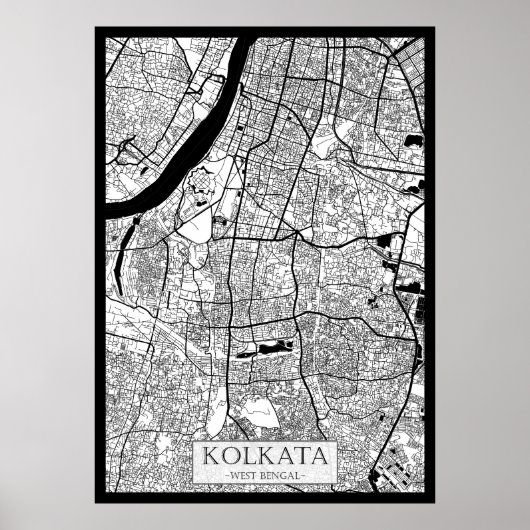 コルカタ西ベンガル地図 ポスター (正面)