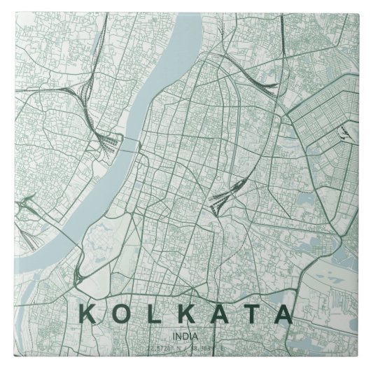 コルカタ インド 都市地図 ミニマル デザイン タイル (正面)