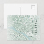 コルカタ インド 都市地図 ミニマル デザイン ポストカード (正面/裏面)