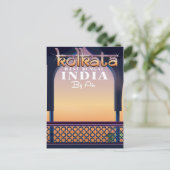 コルカタ – 西ベンガルのインドのバケーションポスター ポストカード (スタンド正面)