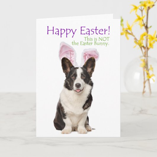 コルギおもしろいイースターカード カード (黄色い花)