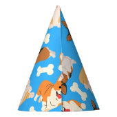 コルギかわいい柄（青） パーティーハット (裏面)