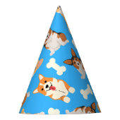 コルギかわいい柄（青） パーティーハット (正面)