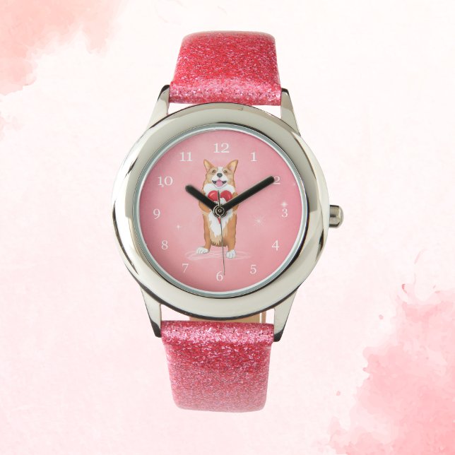コルギがハート時計を持つ 腕時計 (クリエイターアップロード済み)