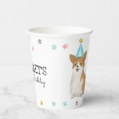 コルギがポーティ・ドッグの誕生日パーティーブルー紙杯 紙コップ (右)