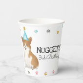 コルギがポーティ・ドッグの誕生日パーティーブルー紙杯 紙コップ (正面)