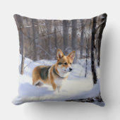 コルギが雪のクリスマスを過ごす クッション (正面)