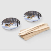 コルギが雪のクリスマスを過ごす ハンドファン (組立なし)