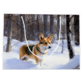 コルギが雪のクリスマスを過ごす ラージペーパーバッグ (裏面)