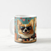 コルギとハートバラバレンタインデー コーヒーマグカップ (正面左)