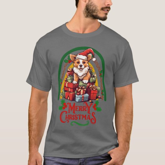 コルギのクリスマスの友人 Tシャツ (正面)