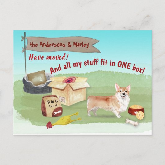 コルギの犬を動かす新しい家   ポストカード (正面)