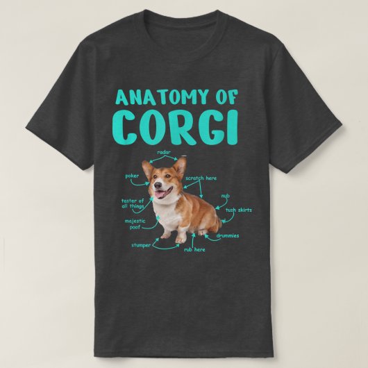 コルギの解剖学、愛犬家への贈り物おもしろい。 Tシャツ (デザイン正面)