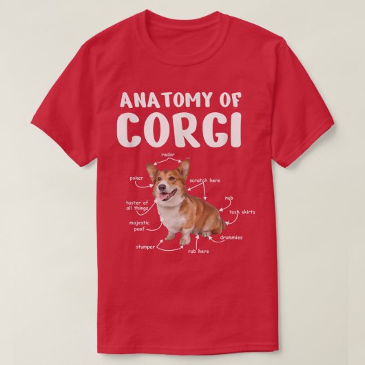 コルギの解剖学、愛犬家への贈り物おもしろい。 Tシャツ (デザイン正面)