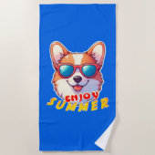 コルギは夏にサングラスを楽しむ着る ビーチタオル (正面)