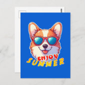 コルギは夏にサングラスを楽しむ着る ポストカード (正面/裏面)