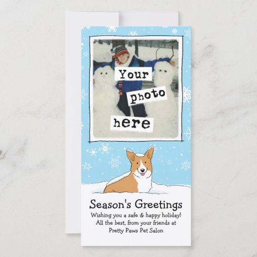 コルギインザスノークリスマスホリデー写真テンプレート シーズンカード (正面)