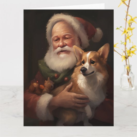 コルギウィズサンタクロースフェスティバルクリスマス カード (黄色い花)
