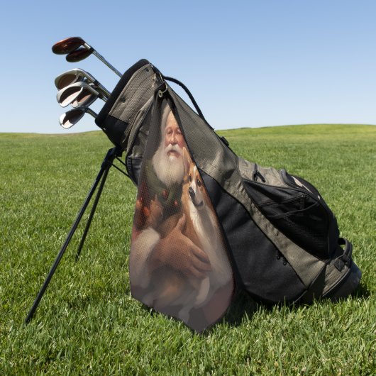 コルギウィズサンタクロースフェスティバルクリスマス ゴルフタオル (グリーン)