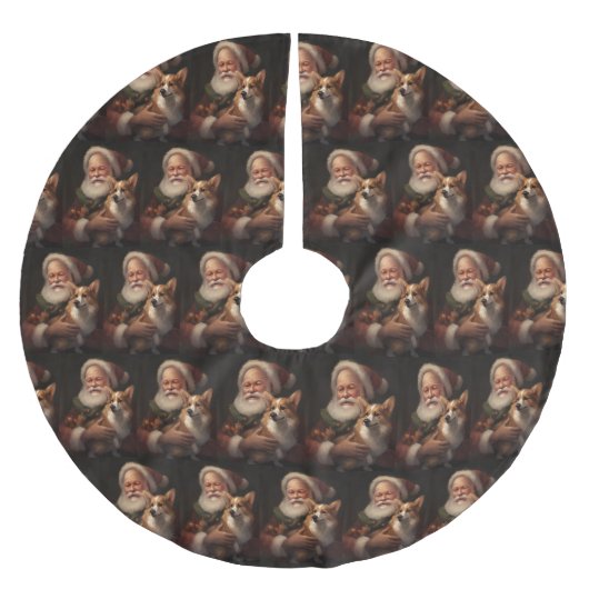 コルギウィズサンタクロースフェスティバルクリスマス ブラッシュドポリエステルツリースカート (正面)