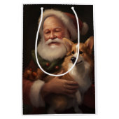 コルギウィズサンタクロースフェスティバルクリスマス ミディアムペーパーバッグ (正面)