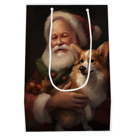 コルギウィズサンタクロースフェスティバルクリスマス ミディアムペーパーバッグ (裏面)