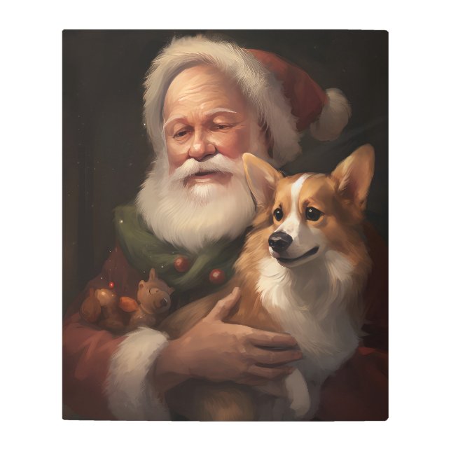 コルギウィズサンタクロースフェスティバルクリスマス メタルプリント (正面)