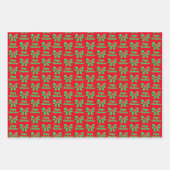 コルギウェルシュクリスマスドッグ&グリーンボウ3色 ラッピングペーパーシート (正面)