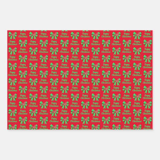 コルギウェルシュクリスマスドッグ&グリーンボウ3色 ラッピングペーパーシート (正面)