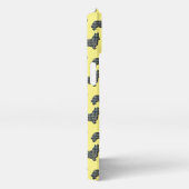 コルギウェルシュドッグキュートシルエットグリッドイエロー iPhoneケース (右側面)