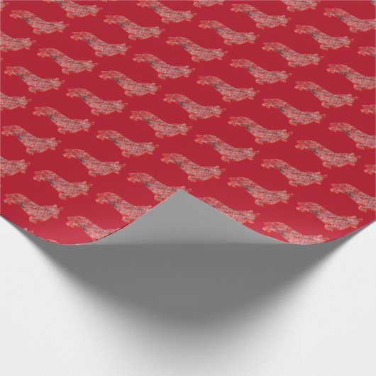 コルギウェルシュドッグクリスマスドグッズ可愛いシルエットレッド ラッピングペーパー (角)