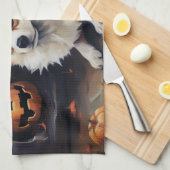 コルギカボンプキンハロウィンホラー キッチンタオル (四つ折り)