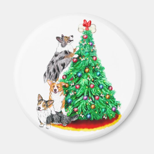 コルギクリストマスリーチゴール マグネット (正面)