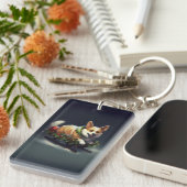 コルギクリスマスの雪の冬 キーホルダー (正面右)