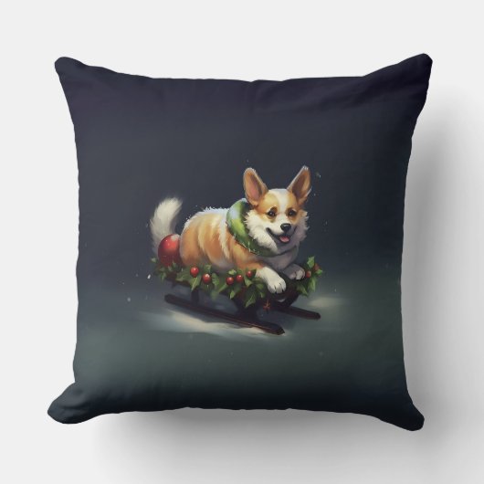 コルギクリスマスの雪の冬 クッション (正面)