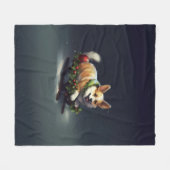 コルギクリスマスの雪の冬 フリースブランケット (正面(横))