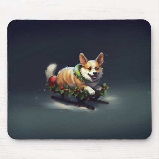 コルギクリスマスの雪の冬 マウスパッド (正面)