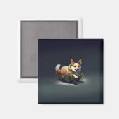 コルギクリスマスの雪の冬 マグネット (正面/裏面)