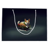 コルギクリスマスの雪の冬 ラージペーパーバッグ (裏面)