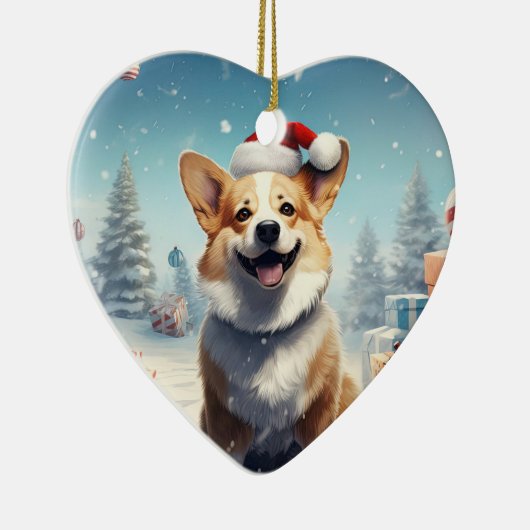 コルギクリスマスぶら下がったの木のペットラバーギフト セラミックオーナメント (右)