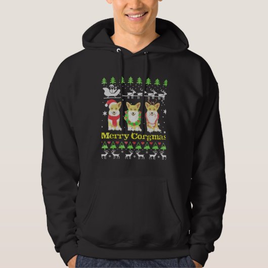 コルギクリスマスコメリールグマス醜いクリスマス パーカ (正面)