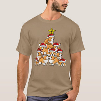 コルギクリスマスツリーかわいいクリスマスツリー動物 Tシャツ